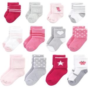 imageHudson Baby Baby Girls Grow with Me Socks 12pkBird