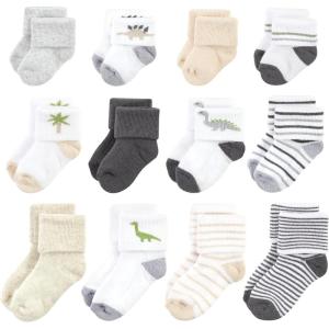 imageHudson Baby Baby Girls Grow with Me Socks 12pkDino