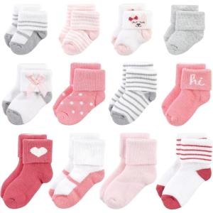 imageHudson Baby Baby Girls Grow with Me Socks 12pkKitten
