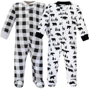 imageHudson Baby Baby Girls Premium Quilted Zipper Sleep and PlayBear Gray Black