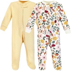 imageHudson Baby Baby Girls Premium Quilted Zipper Sleep and PlayFall Botanical