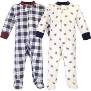 imageHudson Baby Baby Girls Premium Quilted Zipper Sleep and PlayFootball