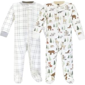 imageHudson Baby Baby Girls Premium Quilted Zipper Sleep and PlayForest Animals