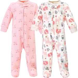 imageHudson Baby Baby Girls Premium Quilted Zipper Sleep and PlayGirl Forest