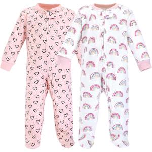 imageHudson Baby Baby Girls Premium Quilted Zipper Sleep and PlayModern Rainbow