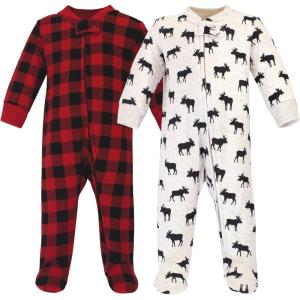 imageHudson Baby Baby Girls Premium Quilted Zipper Sleep and PlayMoose