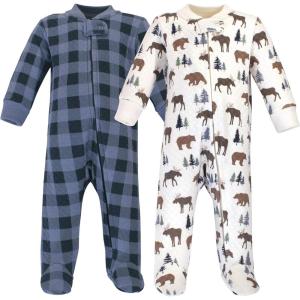 imageHudson Baby Baby Girls Premium Quilted Zipper Sleep and PlayMoose Bear