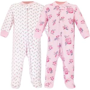 imageHudson Baby Baby Girls Premium Quilted Zipper Sleep and PlayPink Navy Floral