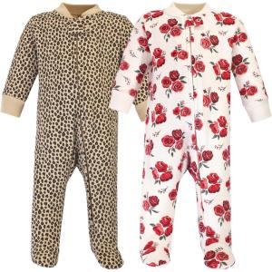 imageHudson Baby Baby Girls Premium Quilted Zipper Sleep and PlayRose Leopard