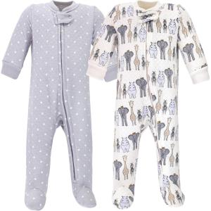 imageHudson Baby Baby Girls Premium Quilted Zipper Sleep and PlayRoyal Safari