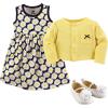 imageHudson Baby babygirls Cotton Dress Cardigan and Shoe SetDaisy