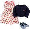 imageHudson Baby babygirls Cotton Dress Cardigan and Shoe SetWatermelon