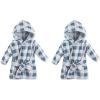 imageHudson Baby Unisex Baby Plush Animal Face Bathrobe Blue Plaid 09 Months Pack of 2