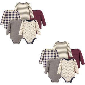 imageHudson Baby Unisex Baby Cotton LongSleeve BodysuitsBurgundy Football 10piece
