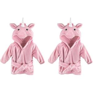 imageHudson Baby Unisex Baby Plush Animal Face Bathrobe Pink Unicorn 09 Months Pack of 2