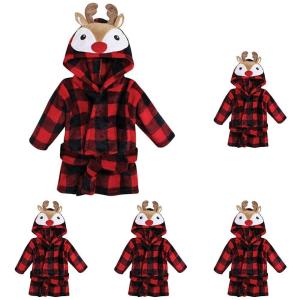 imageHudson Baby Unisex Baby Plush Animal Face Bathrobe Rudolph 09 Months Pack of 5