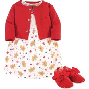imageHudson Baby babygirls Cotton Dress Cardigan and Shoe SetSugar Spice