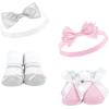 imageHudson Baby Baby Girls 12pc Headband and Socks SetPink Gray Red Sequin