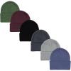 imageHudson Baby Unisex Baby 6pc Knit Cuffed Beanie Dark Pink Cream Black YouthGreen Burgundy Bijou Blue