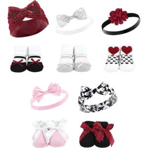 imageHudson Baby Baby Girls 12pc Headband and Socks SetPink Gray Red Sequin