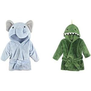 imageHudson Baby Boy Plush Animal Face Bathrobe 2Pack Fox ChickenBlue Elephant Dinosaur