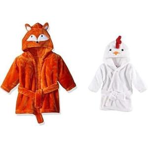imageHudson Baby Boy Plush Animal Face Bathrobe 2Pack Fox ChickenFox Chicken