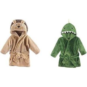 imageHudson Baby Boy Plush Animal Face Bathrobe 2Pack Fox ChickenLion Dinosaur
