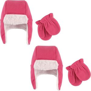 imageHudson Baby Cozy Warm Toddler Hat and Mitten SetDark Pink Fleece