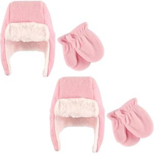 imageHudson Baby Cozy Warm Toddler Hat and Mitten SetLight Pink Fleece
