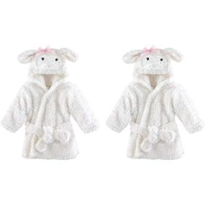 imageHudson Baby Unisex Baby Plush Animal Face Bathrobe Girl Lamb 09 Months Pack of 2