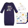 imageHudson Baby Unisex Baby Gown Swaddle Blanket and Cap or Headband 06 MonthsSolar System