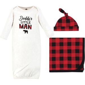imageHudson Baby Unisex Baby Gown Swaddle Blanket and Cap or Headband 06 MonthsDaddys Man