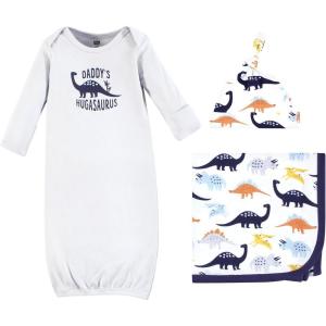 imageHudson Baby Unisex Baby Gown Swaddle Blanket and Cap or Headband 06 MonthsHugasaurus