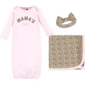 imageHudson Baby Unisex Baby Gown Swaddle Blanket and Cap or Headband 06 MonthsLeopard Mamas Mini