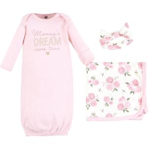 imageHudson Baby Unisex Baby Gown Swaddle Blanket and Cap or Headband 06 MonthsMom Floral