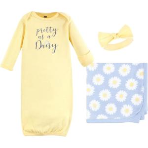 imageHudson Baby Unisex Baby Gown Swaddle Blanket and Cap or Headband 06 MonthsPretty as a Daisy