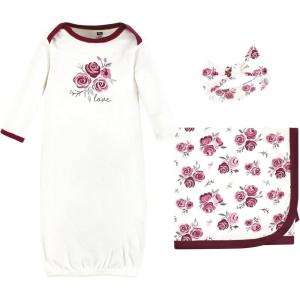 imageHudson Baby Unisex Baby Gown Swaddle Blanket and Cap or Headband 06 MonthsRose