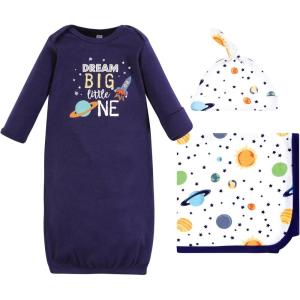imageHudson Baby Unisex Baby Gown Swaddle Blanket and Cap or Headband 06 MonthsSolar System