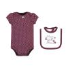 imageHudson Baby Infant Girl Cotton Sleep and Play Bodysuit and Bandana Bib Set Plum Wildflower 03 MonthsPlum Wildflower