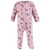 imageHudson Baby Infant Girl Cotton Sleep and Play Bodysuit and Bandana Bib Set Plum Wildflower 03 MonthsPlum Wildflower