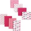 imageHudson Baby Unisex Baby Cotton Flannel Burp Cloths and Receiving Blankets 8Piece Mustache Hat One SizeButterflies