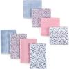 imageHudson Baby Unisex Baby Cotton Flannel Burp Cloths and Receiving Blankets 8Piece Mustache Hat One SizeClassic Floral