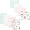 imageHudson Baby Unisex Baby Cotton Flannel Burp Cloths and Receiving Blankets 8Piece Mustache Hat One SizeEnchanted Forest