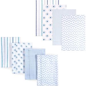 imageHudson Baby Unisex Baby Cotton Flannel Burp Cloths and Receiving Blankets 8Piece Mustache Hat One SizeBoy Modern