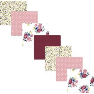 imageHudson Baby Unisex Baby Cotton Flannel Receiving Blankets Bundle Mustache Hat One SizeBlush Navy Floral