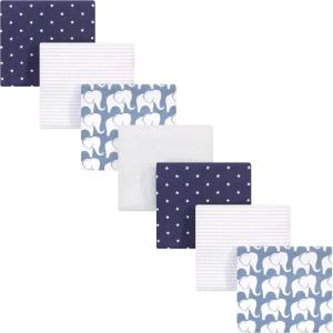 imageHudson Baby Unisex Baby Cotton Flannel Receiving Blankets Bundle Mustache Hat One SizeBoy Elephant