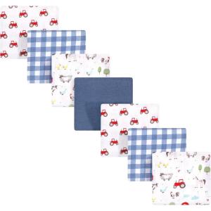 imageHudson Baby Unisex Baby Cotton Flannel Receiving Blankets Bundle Mustache Hat One SizeBoy Farm Animals