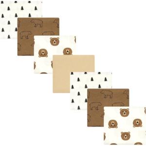 imageHudson Baby Unisex Baby Cotton Flannel Receiving Blankets Bundle Mustache Hat One SizeBrown Bear