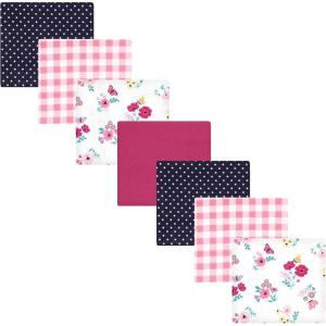 imageHudson Baby Unisex Baby Cotton Flannel Receiving Blankets Bundle Mustache Hat One SizeButterfly Floral