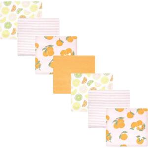 imageHudson Baby Unisex Baby Cotton Flannel Receiving Blankets Bundle Mustache Hat One SizeCitrus Orange
